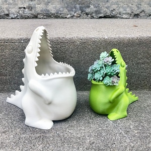 Gluttonous Dino 3D Printed Dinosaur Bin Succulent Planter Pot Vase - Various Colors