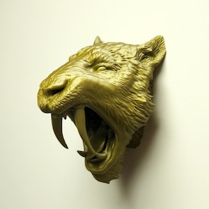 Smilodon Head Wall Art Mount - 3D Printed Bust