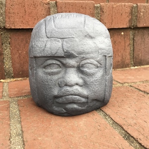 Hand-Painted 3D Printed Olmec Colossal Head Statue