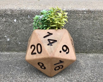 D20 Polyhedral Dice Planter -  3D Printed Hand-Painted Succulent Planter