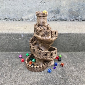 The Spiral Tower Dice Tower - 3D Printed Castle Tower Dice Tower