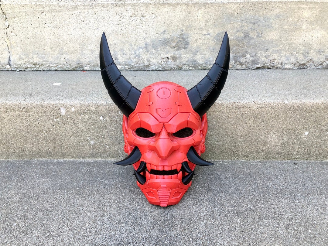 3D プリントサイバーパンク日本般若マスク鬼悪魔マスクサムライマスク