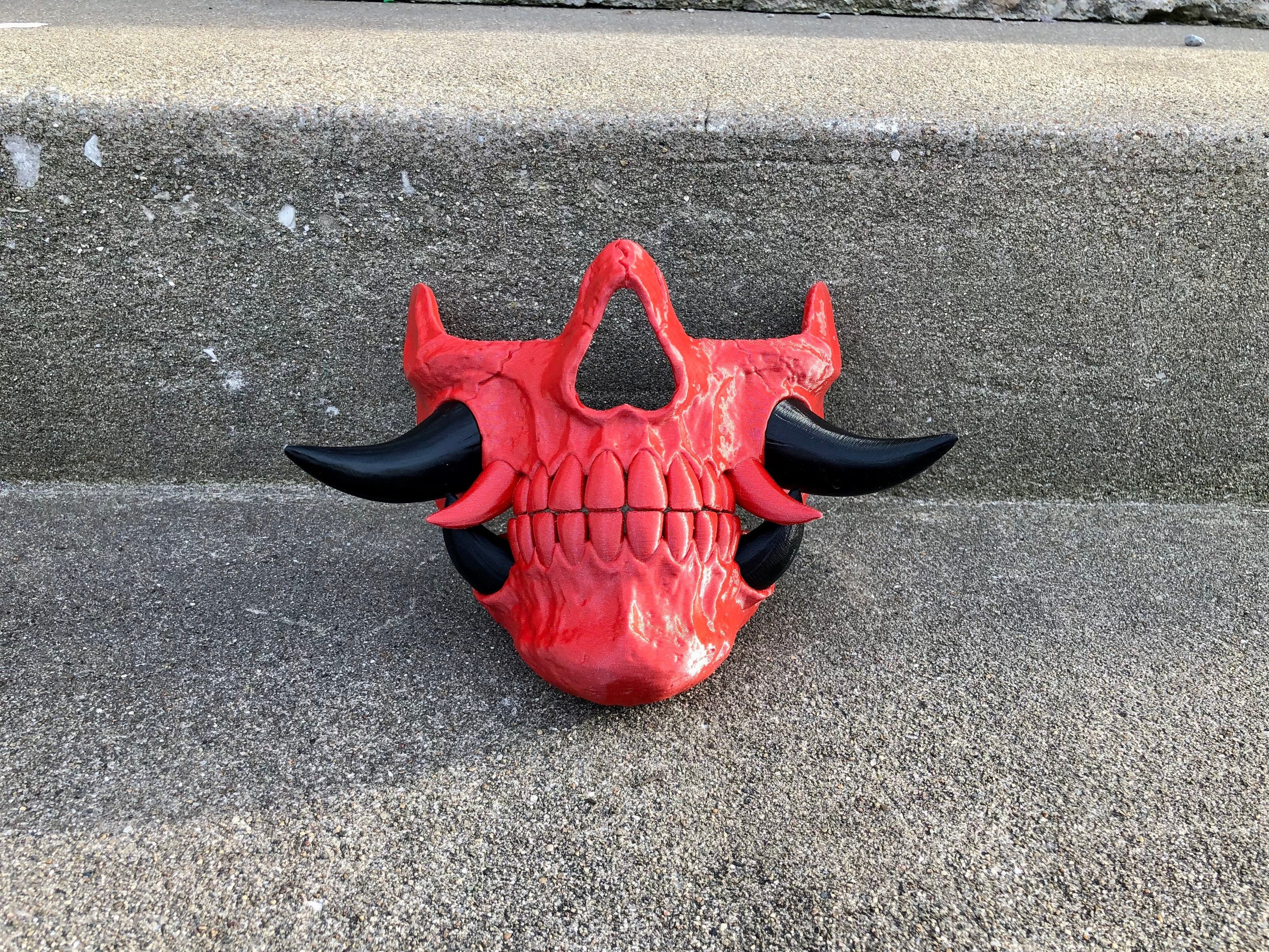 Japanese Hannya Skull Half Mask Oni Demon Mask 3D Printed Samurai