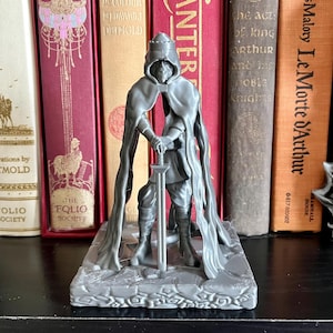 The Once and Future King Bookshelf Decor - King Arthur Statue Figure - Arthurian Legend Inspired 3D Printed Bookish Decor