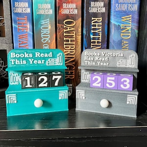 Spersonalizowane książki przeczytane w tym roku, regał na książki, dekoracja z szufladą - znak biblioteczny „Książki przeczytane” - drukowany w 3D wystrój książkowy