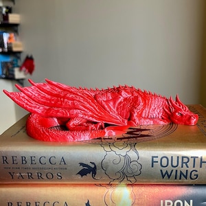 Red Dragon Figure Bookshelf Decor - 3D Printed FW IF and OS Inspired Dragon Decor