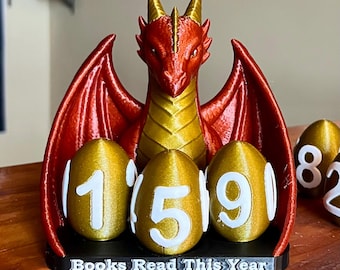 ALLEEN DIGITAAL BESTAND - Dragon Books Read This Year Teller boekenplankdecor met eieren - Boeken lezen tracker bibliotheekbord