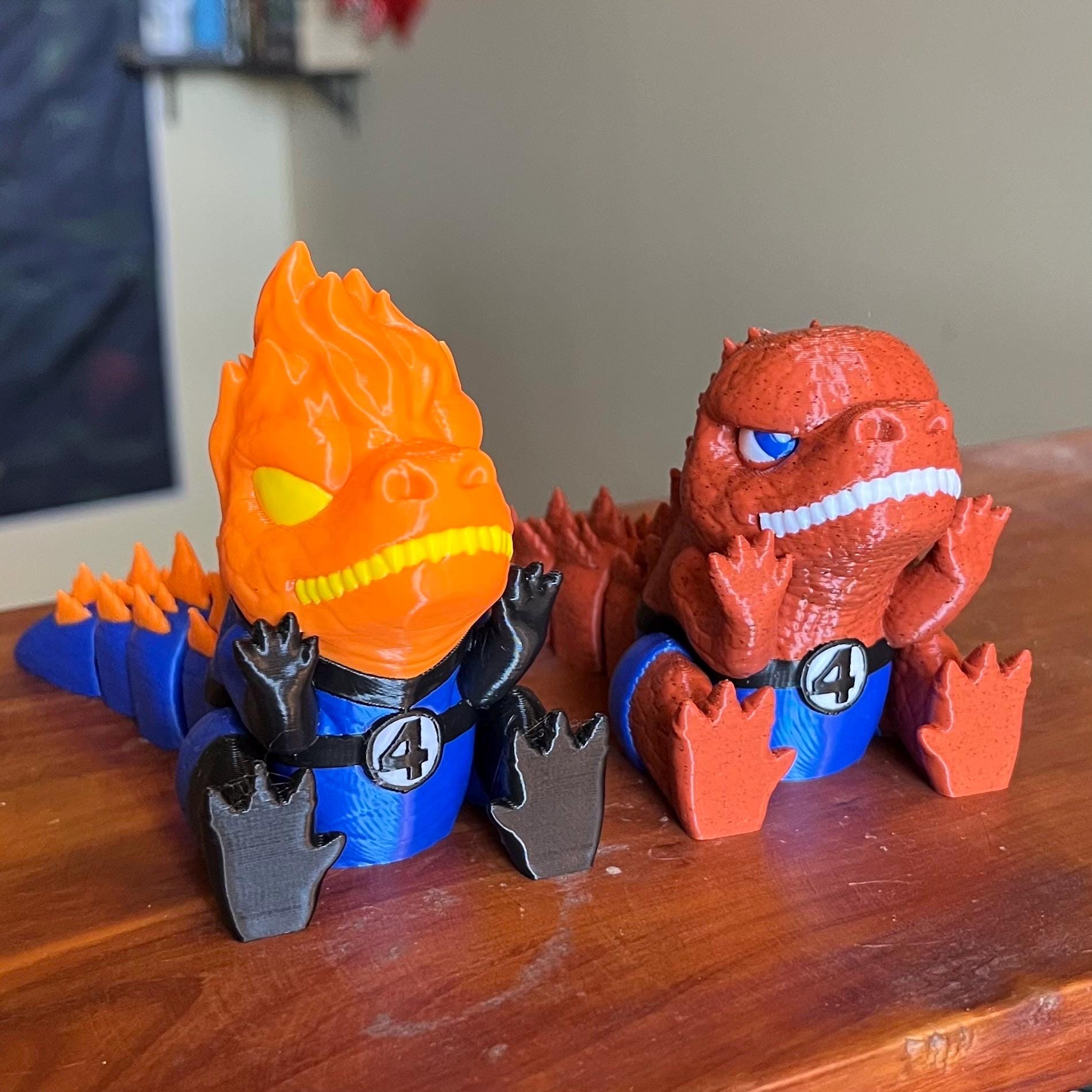 Chibi Human Torch-zila and Thing-zilla Flexi Toys - Cute Mashup