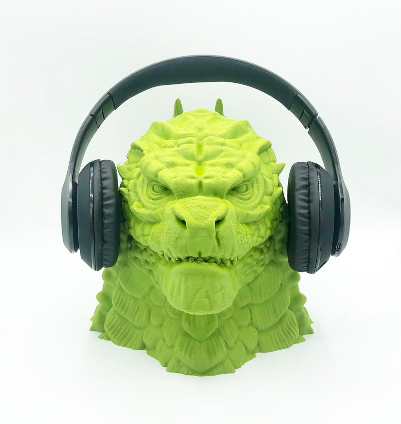 Godzilla Headphone Head 3D Printed Headphone Stand Bust image 1