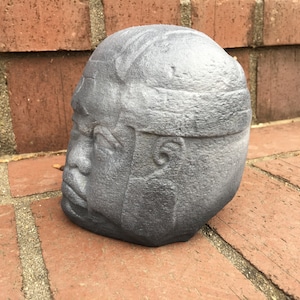 Hand-Painted 3D Printed Olmec Colossal Head Statue image 2