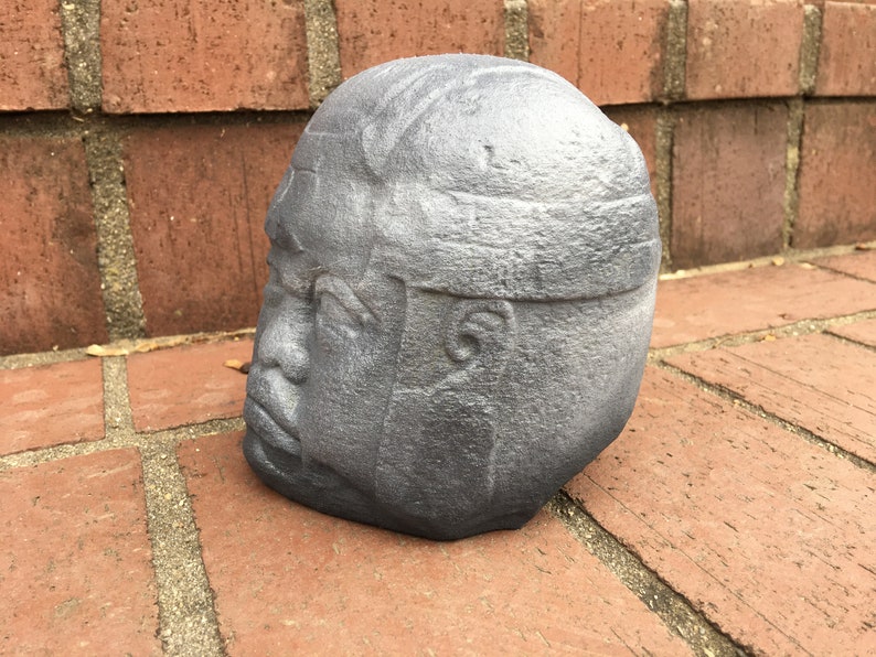 Hand-Painted 3D Printed Olmec Colossal Head Statue image 2