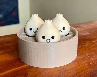 Basket of Dumplings Fidget Clicker Set - figuurtje met sleuteldop - Fidget Stim Gift Nieuw speelgoedfiguurtje - Full colour