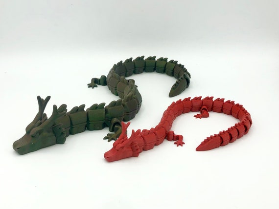 Flexi DRAGON ~ Fidget Toy ~ Flexible Articulating ~ Red ~ 3D Printed USA