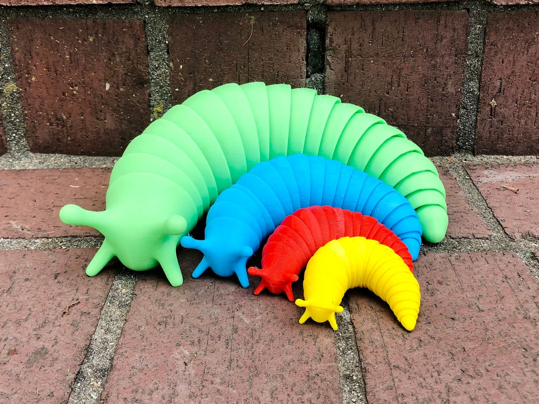 3D Printed Articulated Fidget Slug Toy Various Colors 