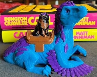 Prinzessin Donut und Mongo Bücherregal Dekor - Empfindsame Show Katze und Haustier Raptor Buchfigur - DCC inspiriert 3D gedrucktes Bücherdekor