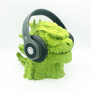 Godzilla Headphone Head 3D Printed Headphone Stand Bust image 2