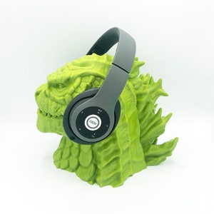 Godzilla Headphone Head 3D Printed Headphone Stand Bust image 3