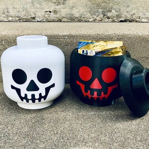 Skull Bowl - 3D Printed Brick Skull Candy Bowl Cookie Jar Cannister