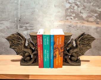 Dragon Bookends - 3D-geprinte handgeschilderde boekenplank boekensteunen