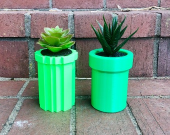 Geeky 3D Printed Super Mario Warp Pipe Planter Container Bin - Smooth and 8-Bit