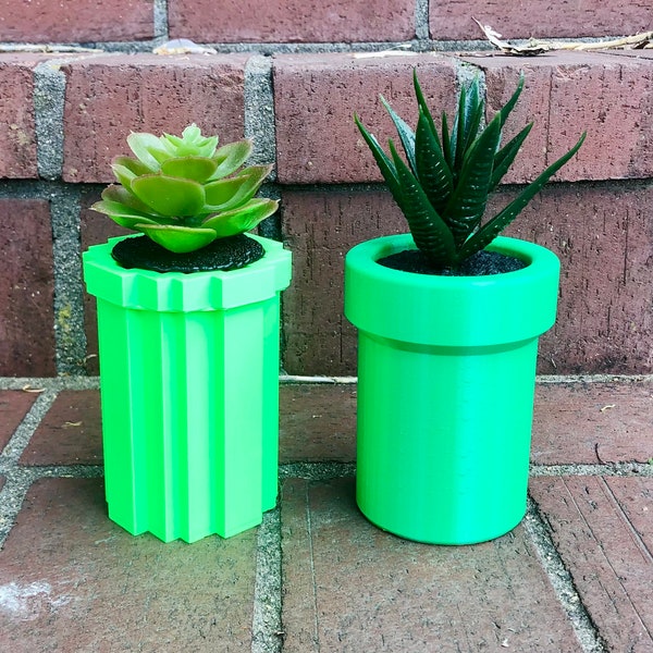 Geeky 3D Printed Super Mario Warp Pipe Planter Container Bin - Smooth and 8-Bit