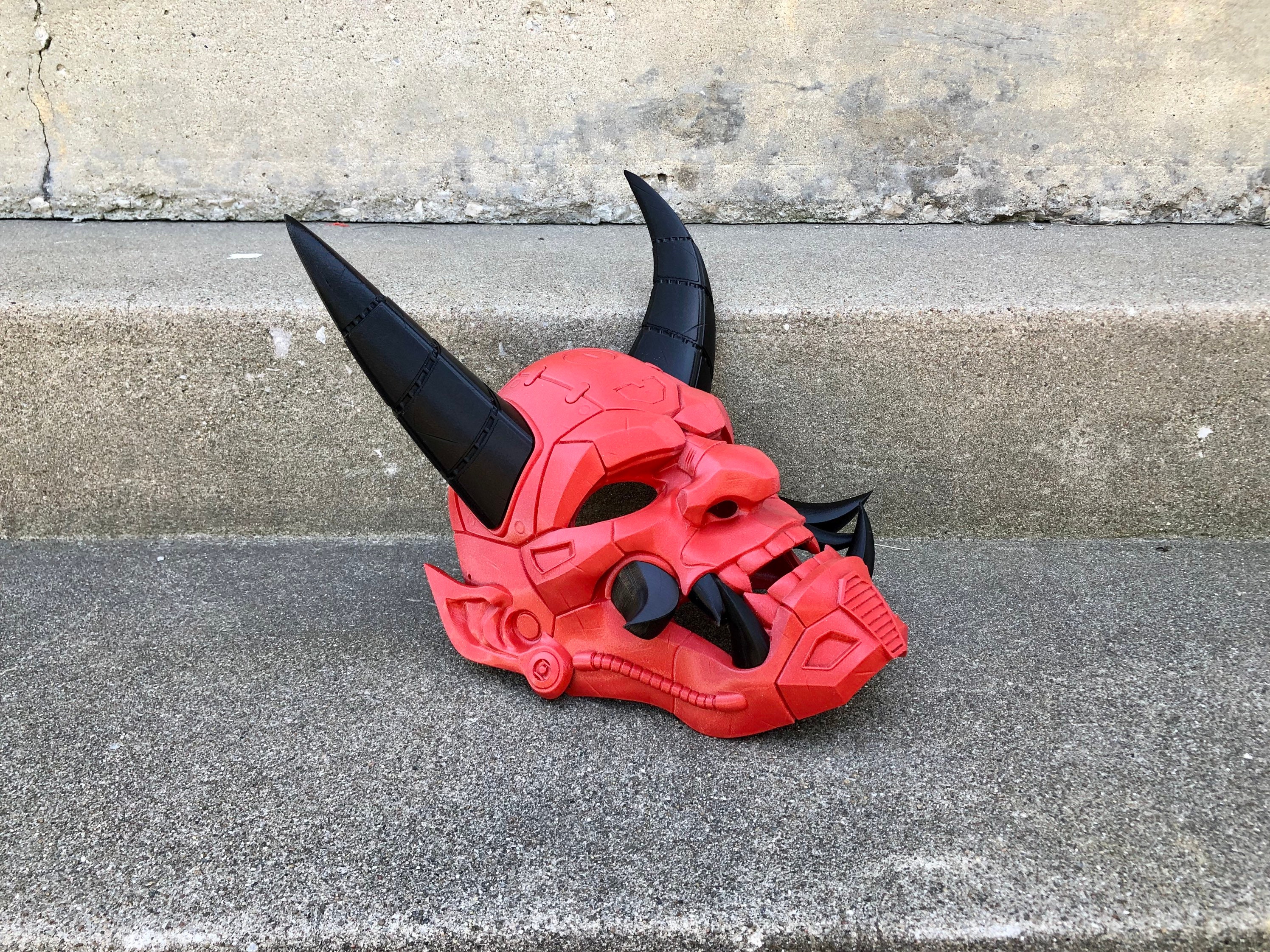 3D プリントサイバーパンク日本般若マスク鬼悪魔マスクサムライマスク