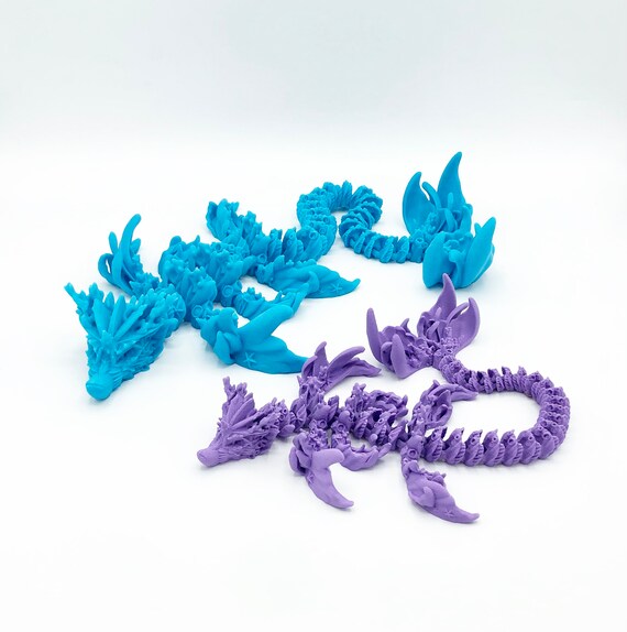 3D Printed Dragon - Customizable, Made to Order Articulated Fidget Mythical  Dragon Toy, Gift (M, Dual Color Shiny Pink/Blue)