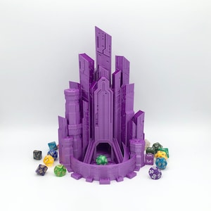 Cybercity Cyberpunk Dice Tower from Fate&#39;s End Dice Towers by Kimbolt Creations