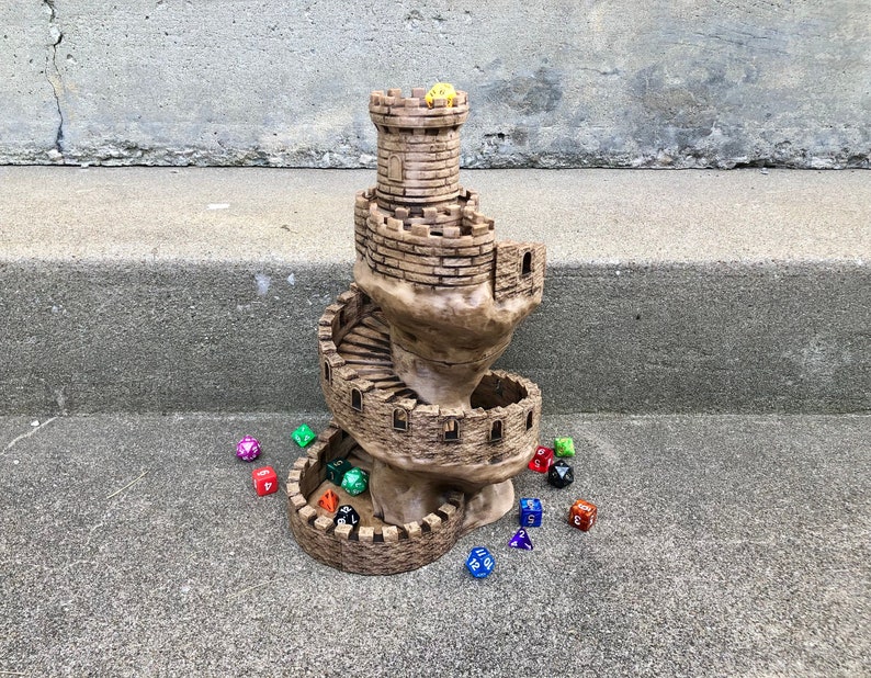 The Spiral Tower Dice Tower 3D Printed Castle Tower Dice Tower image 1