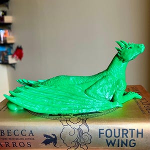 Green Dragon Figure Bookshelf Decor - 3D Printed FW IF and OS Inspired Dragon Decor
