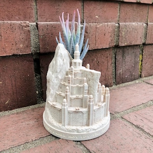 3D Printed Hand-Painted Minas Tirith White City Gondor Mini Succulent Planter