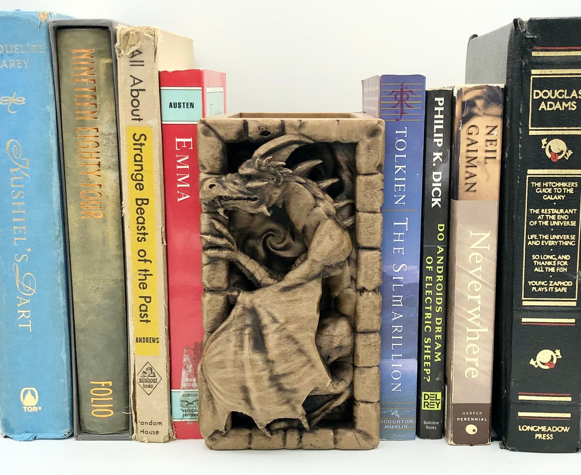 White Dragon Book Nook Insert - 3D Printed Hand-painted