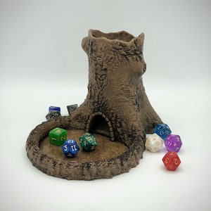 3D Printed Hand Painted Druidic Nature Tree Dice Tower for Table Top Gaming and Dice Board Games