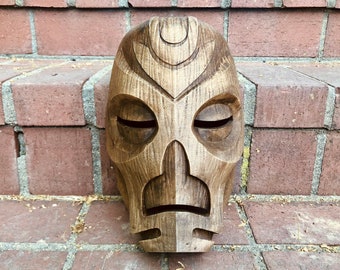 Masque inspiré du prêtre dragon Skyrim imprimé en 3D - Masques en bois et en métal