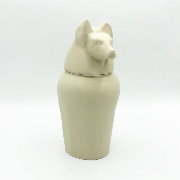 Ancient Egyptian Duamutef Jackal Head Canopic Jar 3D Printed Desk Container Display Sculpture Figure Inspired by Moon Knight