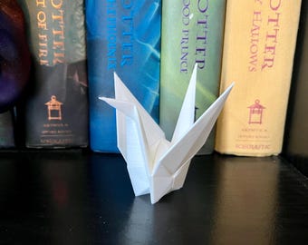 Origami Folded Paper Crane Bookshelf Decor - HP Inspired 3D Printed Bookish Decor