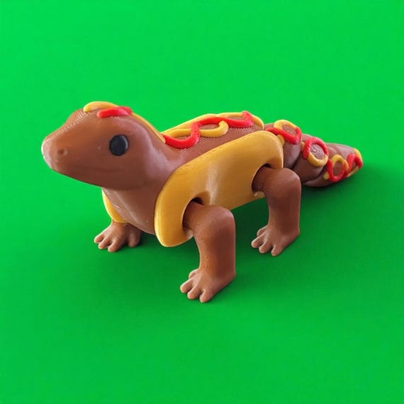 Glizzy Articulated Figure - Cute Glizzard Hotdog Lizard 3D Printed