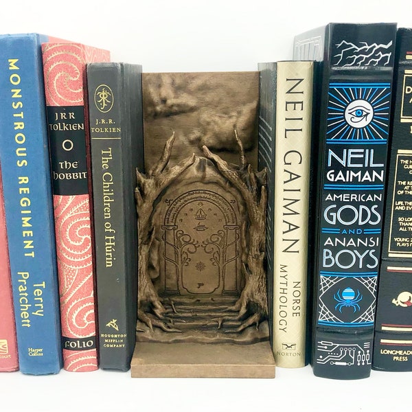 Doors of Durin Khazad-dum Moria Illuminated Book Nook Insert -  3D Printed Hand-Painted Book Nook Bookshelf Insert with Fairy Lights