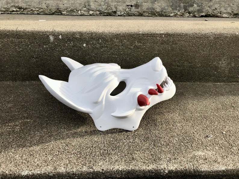 Japanese Fanged Kitsune Oni Demon Mask 3D Printed Samurai Mask Etsy