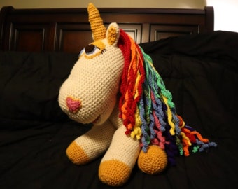 Crocheted Unicorn Pattern Colorful Rainbow Pattern