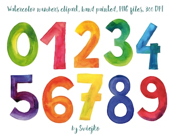 Watercolor Numbers Clipart, Eric Carle Style (Digital Download)