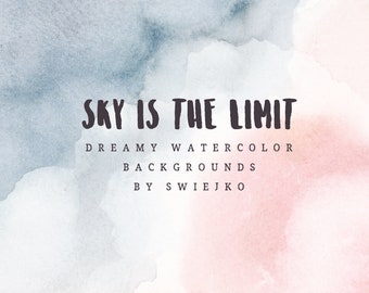 Watercolor background set, hand painted clouds, cloudy sky, dreamy clouds, high resolution background set for stationery, packaging, textile