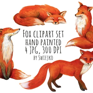Clipart de renard, Illustration à l’aquarelle, Images de forêt, Arbre, Automne, mignon, fantaisiste, bois, scrapbooking, invitation, animaux sauvages