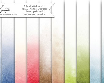 Watercolor Digital Paper, Ombre Watercolor Background, Watercolor cards