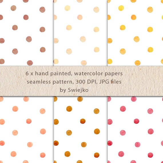 Watercolor Digital Paper Seamless Background Dots Polka Etsy