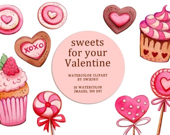 Valentine Clipart, valentine's day, sweet heart, winter clipart, valentine png, watercolor clipart