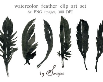 Watercolour Clipart, Halloween, Feather Clipart, Silhouette, Feather Silhouette, autumn