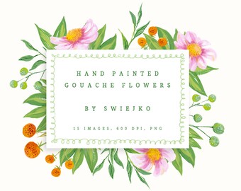 Digital Flowers, Hand Painted Clipart, Floral Clipart, Watercolor Garden, Wedding, Invitation