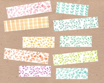 Digital Washi Tape, Clipart, Watercolor Washi Tape, Floral Washi Tape