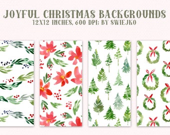 Christmas Backgrounds - Joyful Watercolor Patterns, holiday 2021